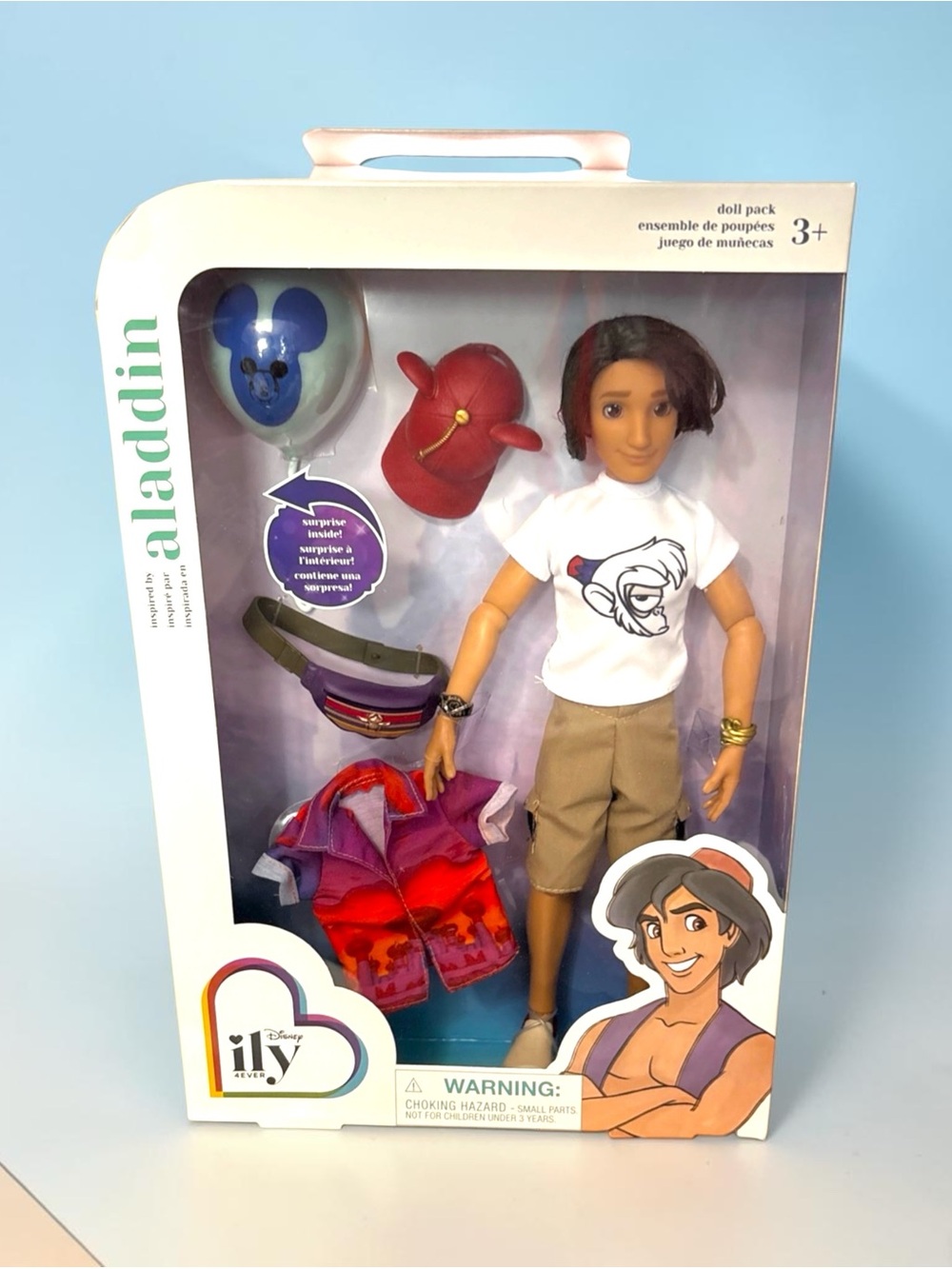 Disney Aladdin Doll with White Tee, Khaki Shorts & Red Hat